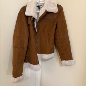 H&M Brown Teddy Jacket with Cream Accents